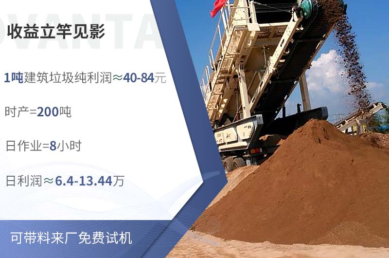 時(shí)產(chǎn)200噸的建筑垃圾粉碎廠日賺十來萬